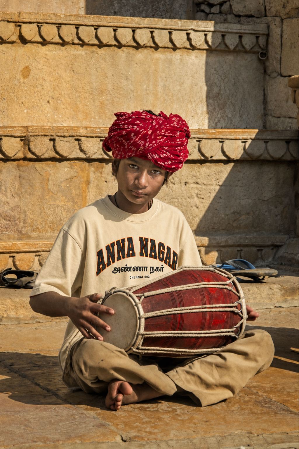 Drummer in Anna Nagar wearing the APSHABD Anna Nagar tee